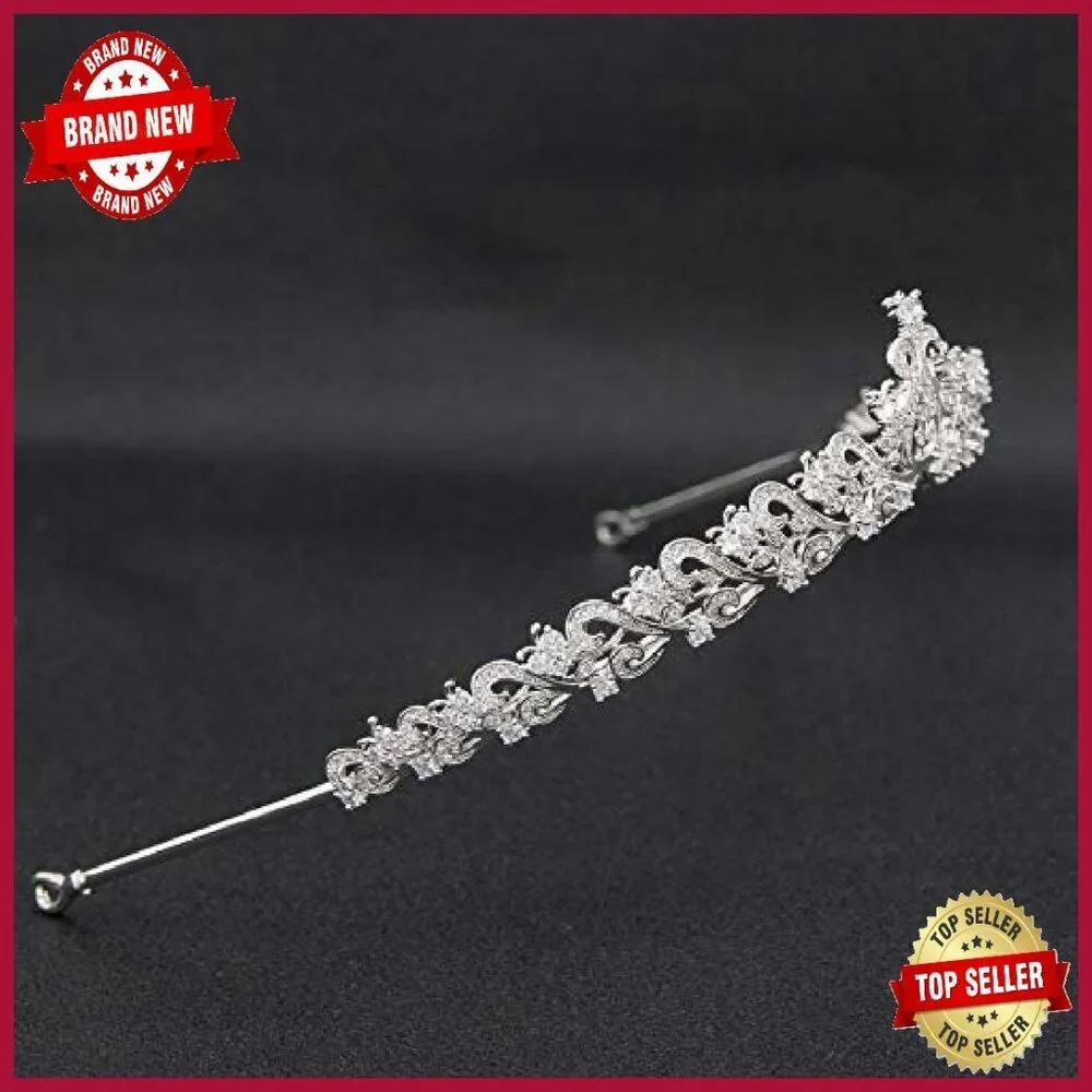 Sparkling Cubic Zirconia Tiara Hair Accessory for Weddings & Parties